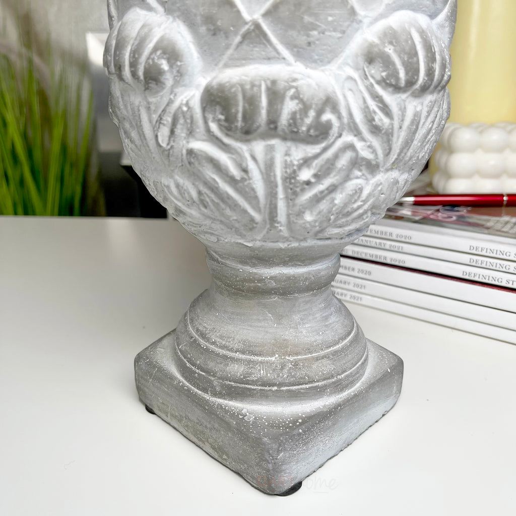 Cement Artichoke On Square Plinth