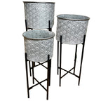 Set mit 3 geprägten Daisy-Chain-Trommelpflanzgefäßen