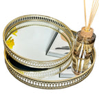 Set Of 2 Gold Mirror Trays