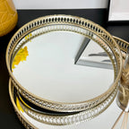 Set Of 2 Gold Mirror Trays