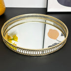 Set Of 2 Gold Mirror Trays