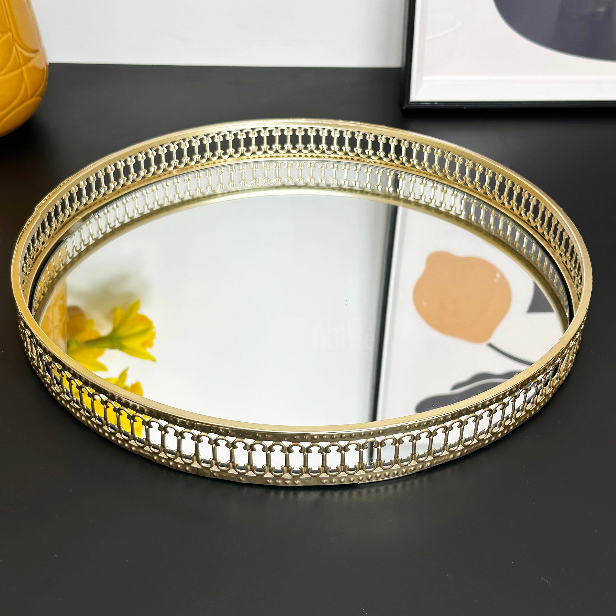 Set Of 2 Gold Mirror Trays
