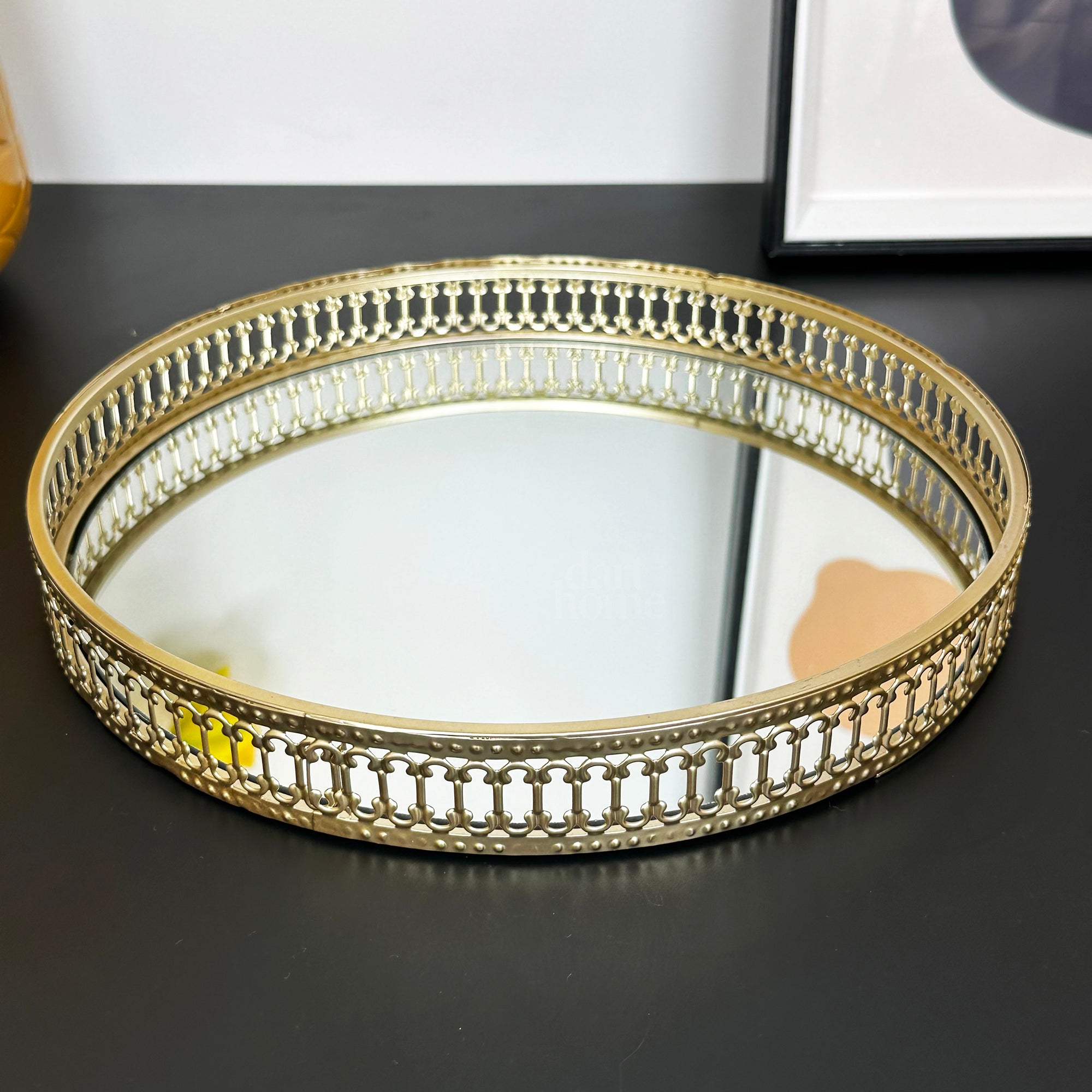 Set Of 2 Gold Mirror Trays