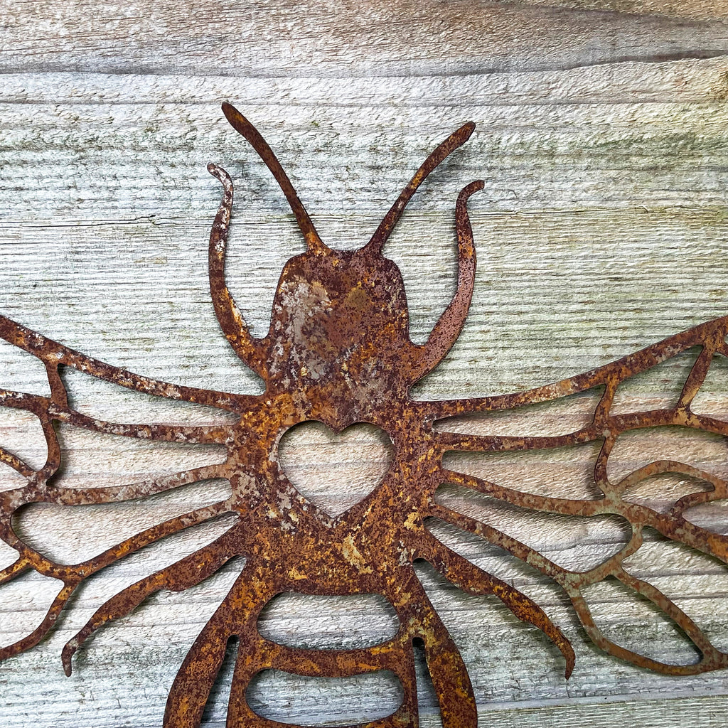 Rusted Metal Honey Bee Sihouette Wall Art