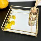 Set Of 2 Square Gold Mirrored Trays
