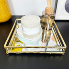 Set Of 2 Square Gold Mirrored Trays