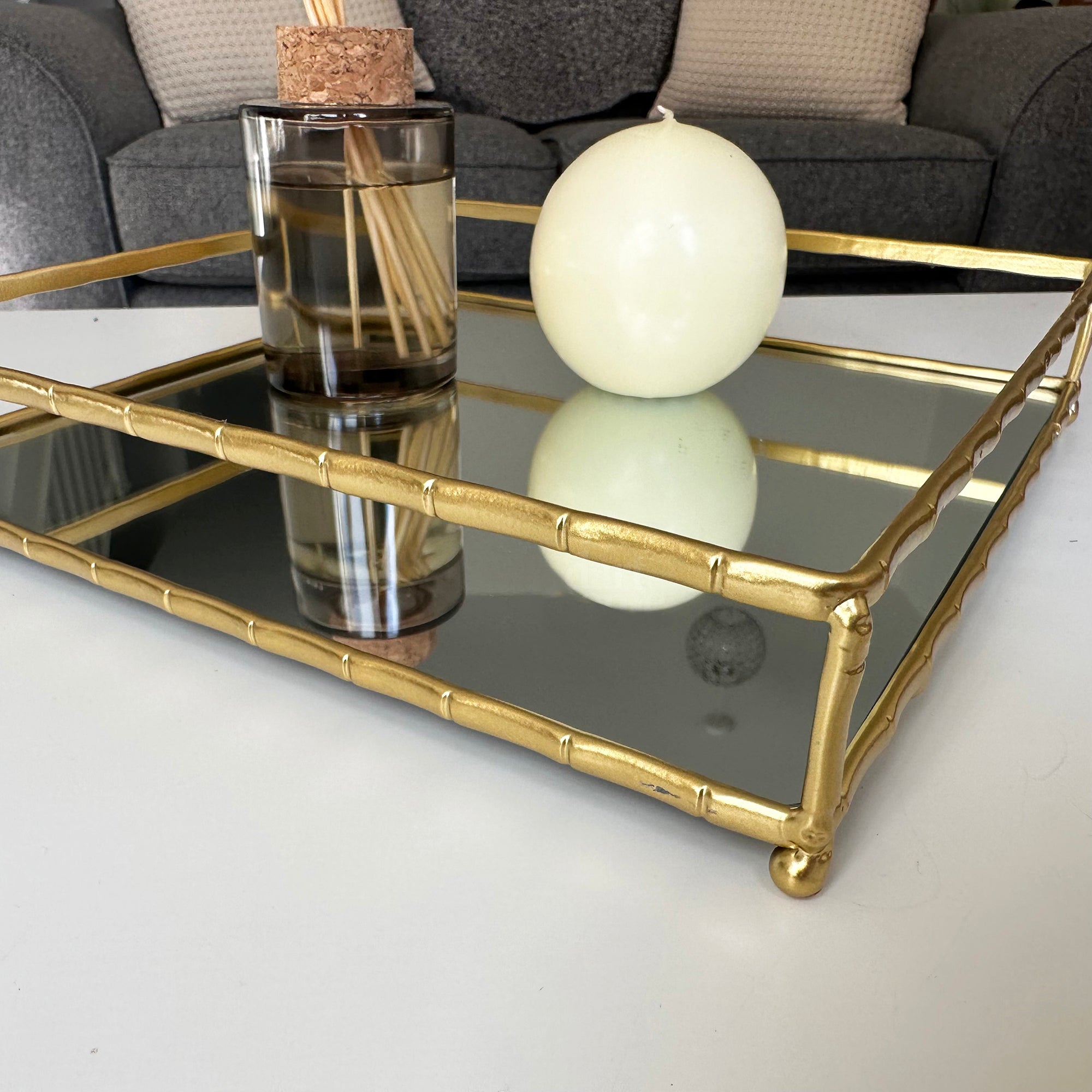 Set Of 2 Square Gold Mirrored Trays