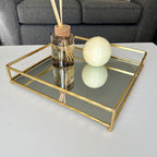Set Of 2 Square Gold Mirrored Trays