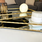 Set Of 2 Rectangular Gold Mirror Trays