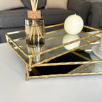 Set Of 2 Rectangular Gold Mirror Trays
