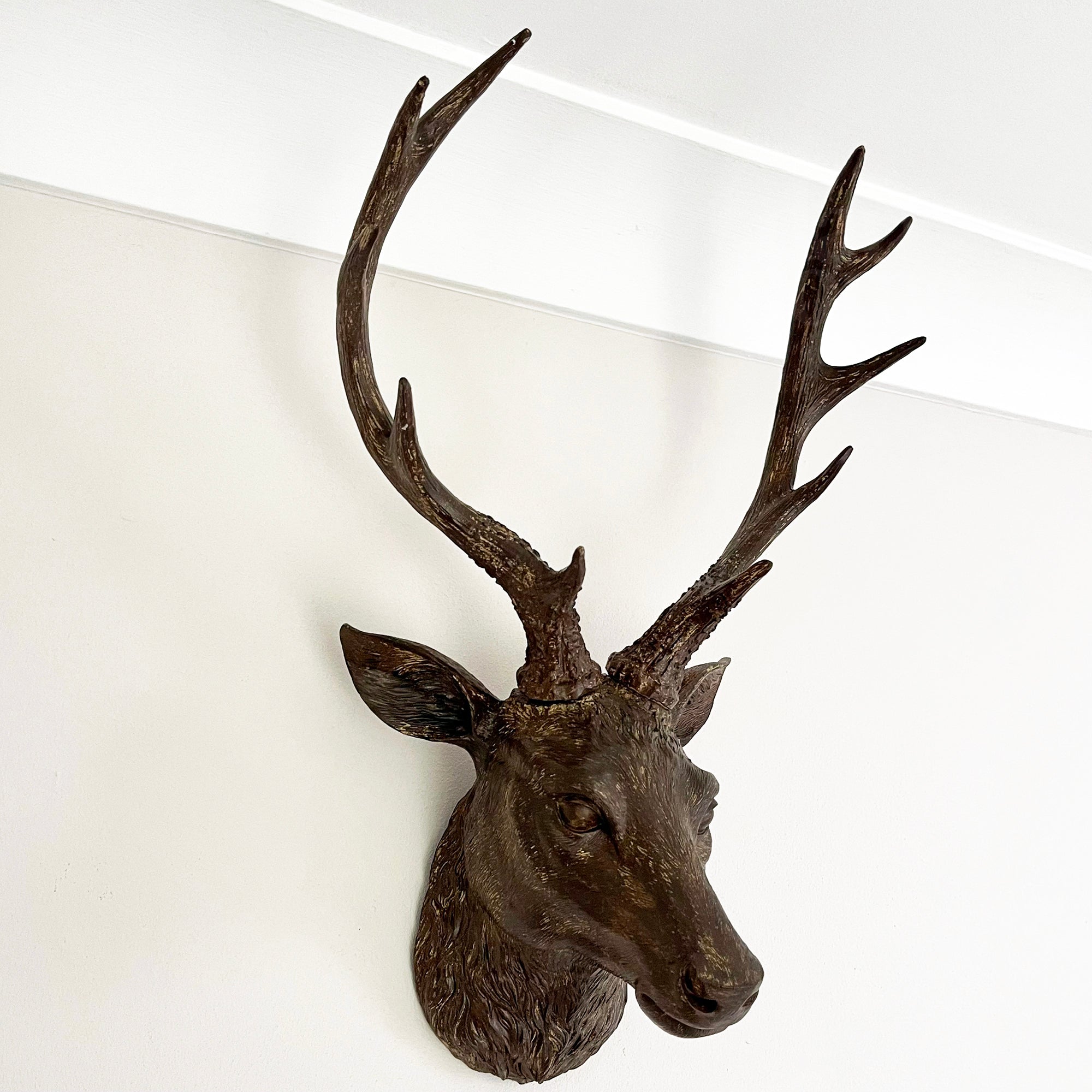 Faux Brown Stags Head Wall Bust 47cm