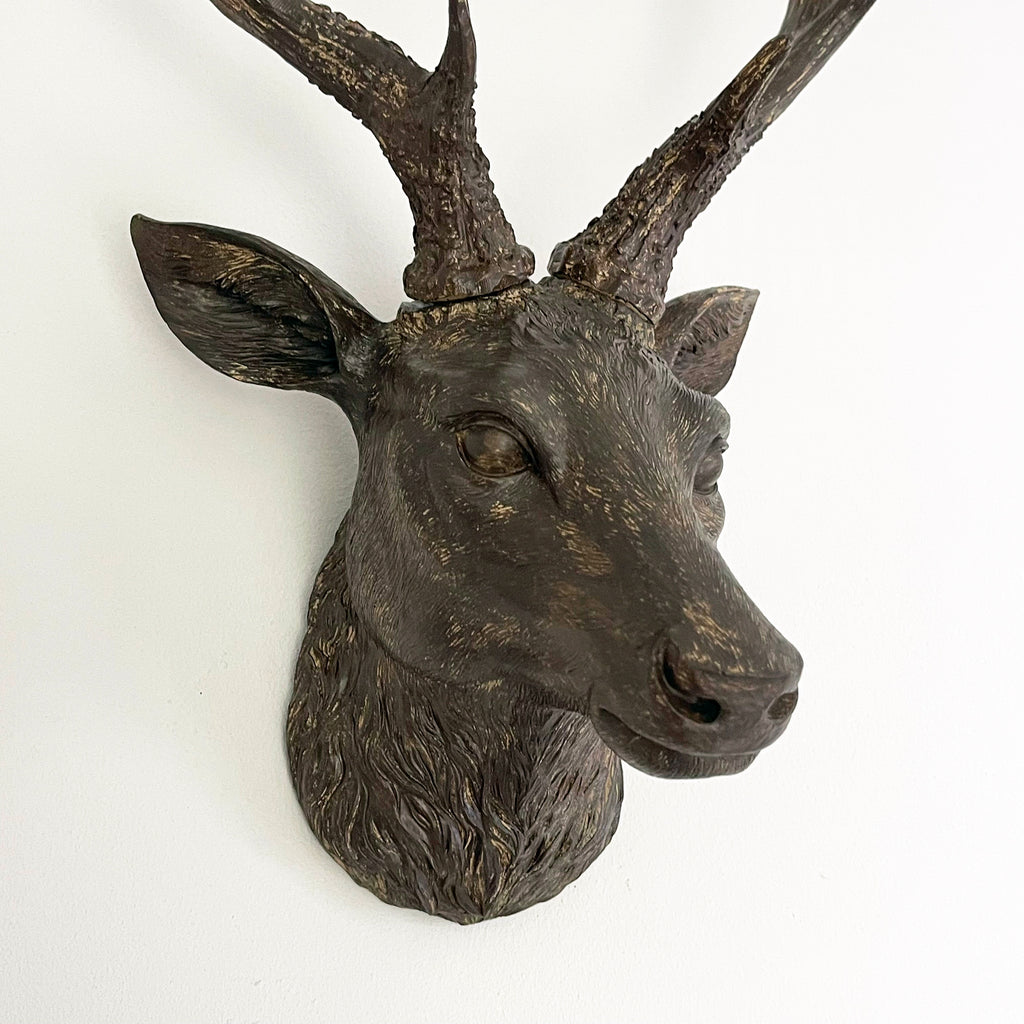 Faux Brown Stags Head Wall Bust 47cm