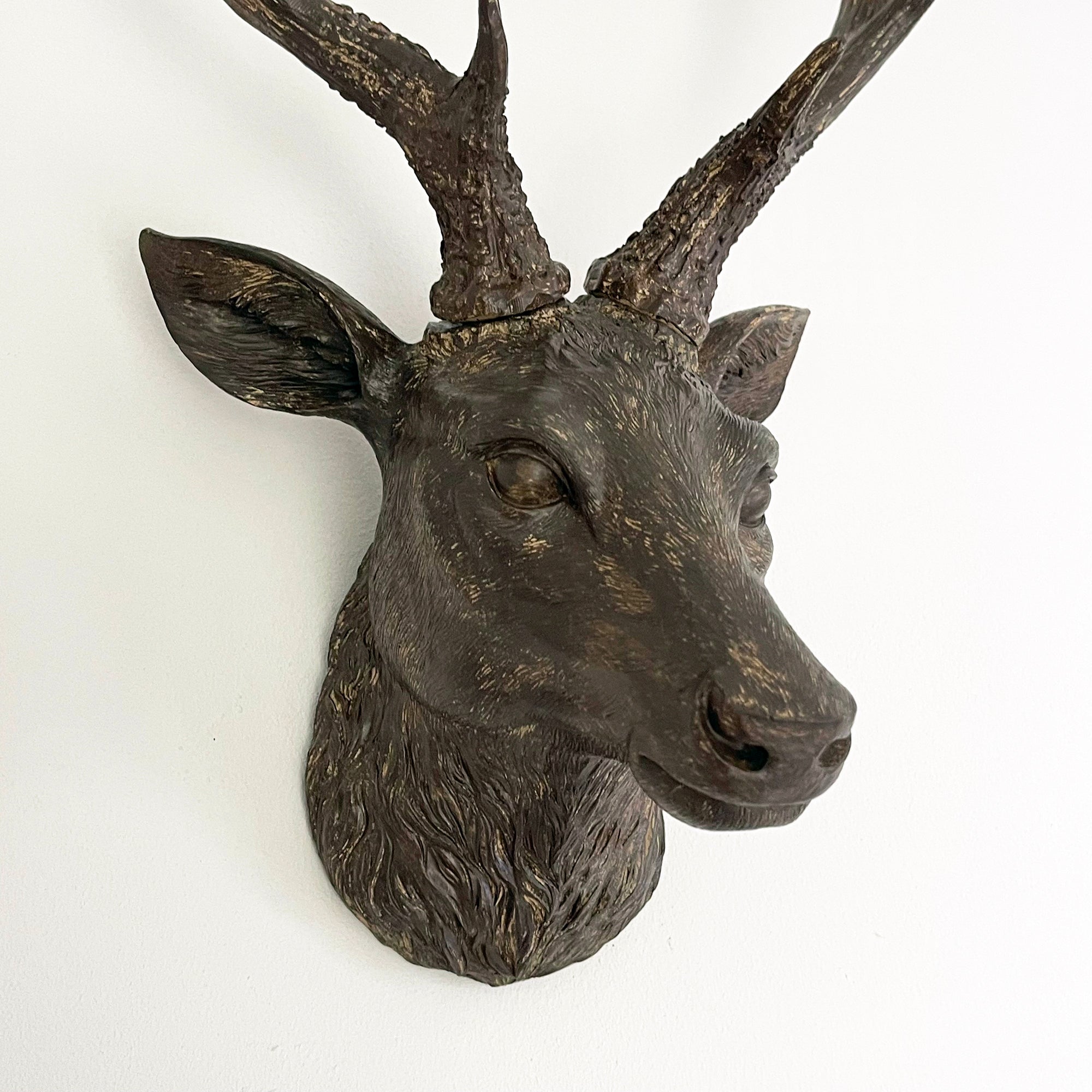 Faux Brown Stags Head Wall Bust 47cm
