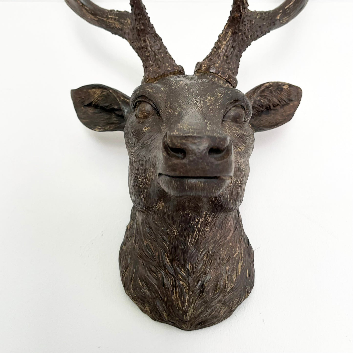 Faux Brown Stags Head Wall Bust 47cm