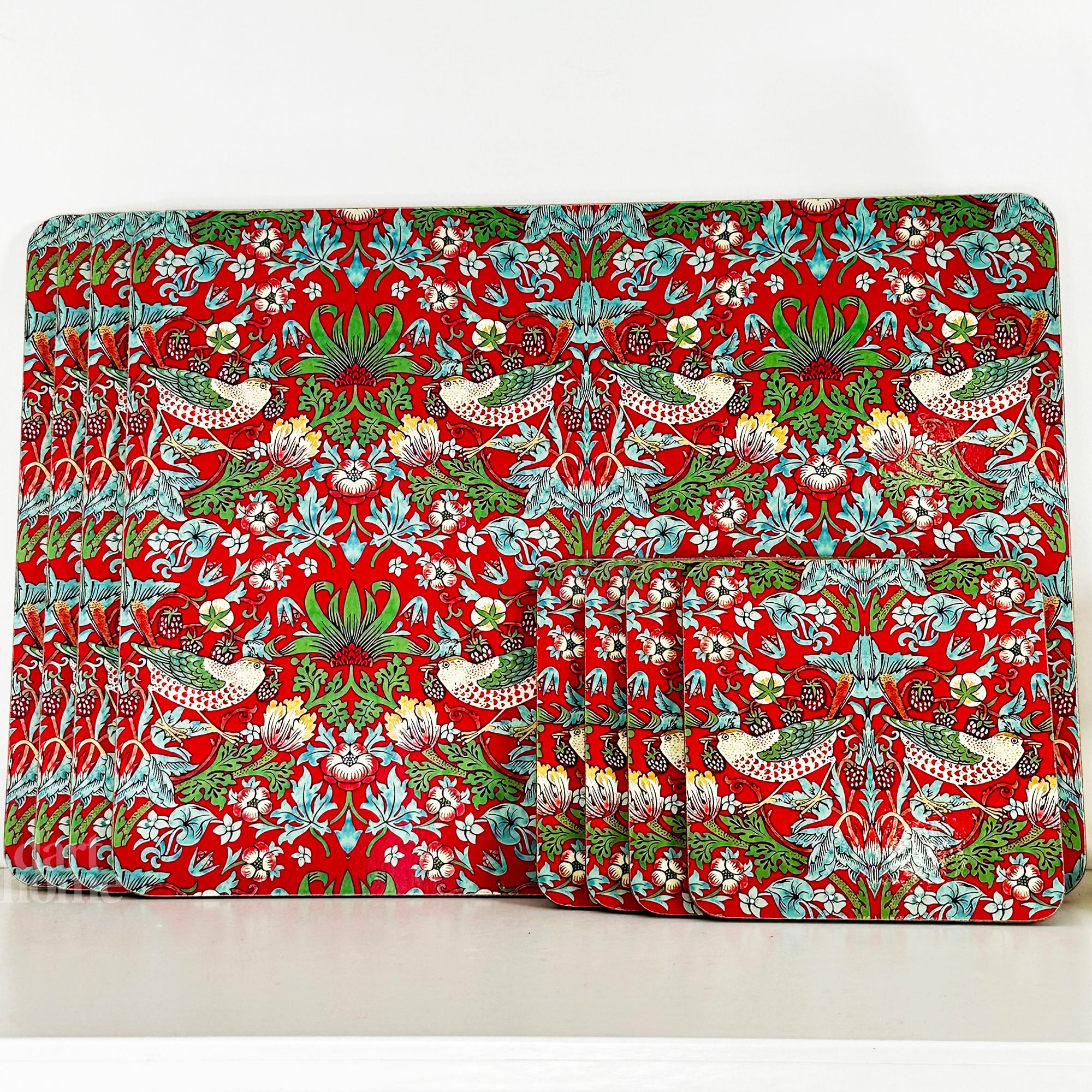 Set Of 8 Strawberry Thief Placemat And Coasters