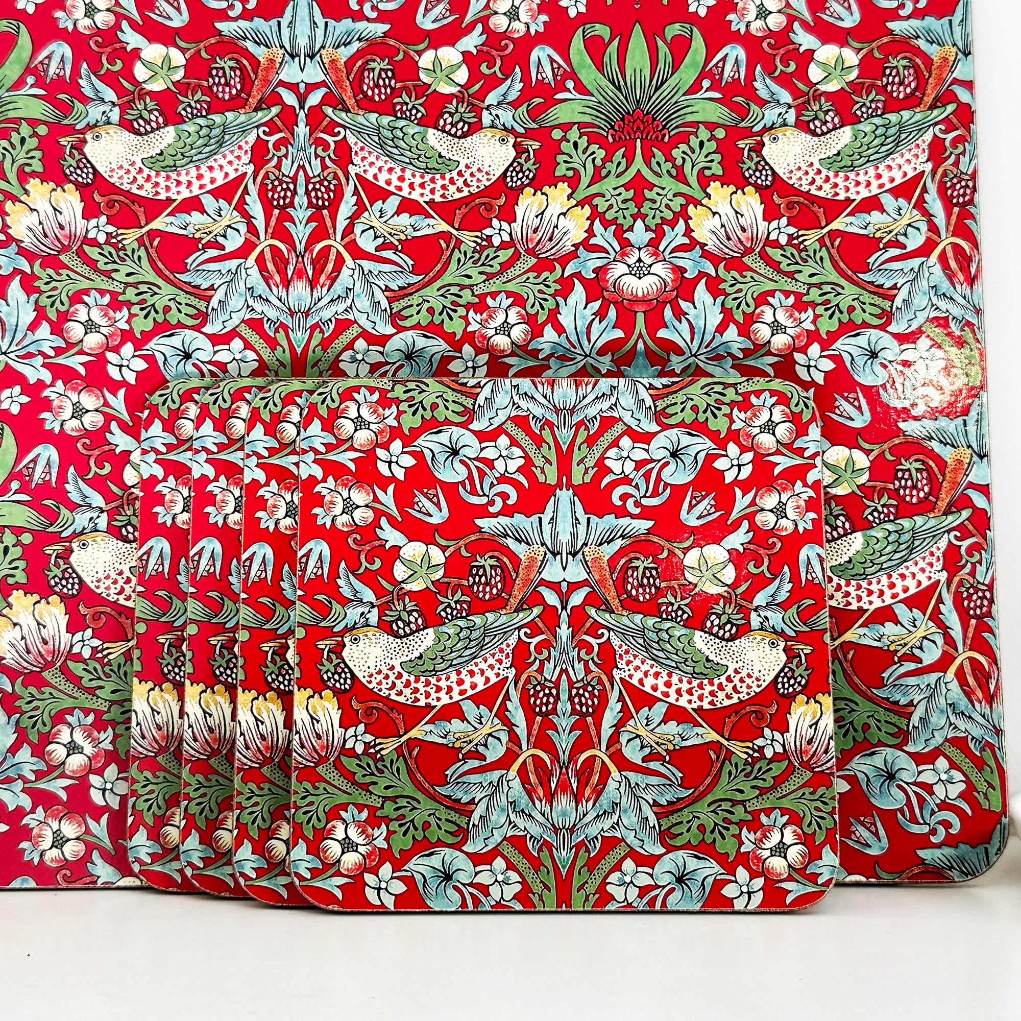 Set Of 8 Strawberry Thief Placemat And Coasters