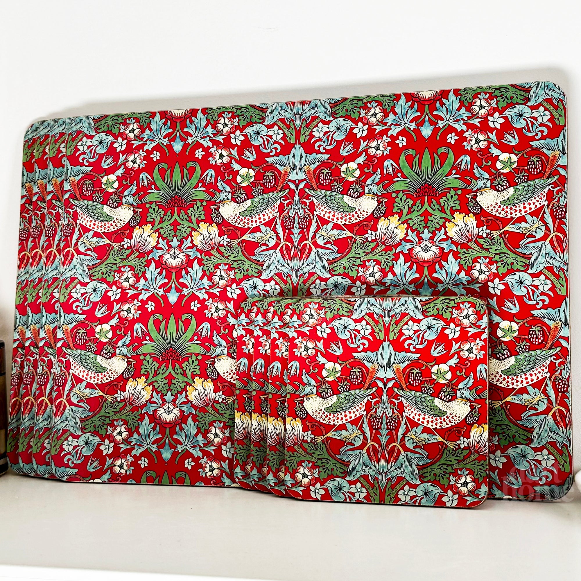 Set Of 8 Strawberry Thief Placemat And Coasters