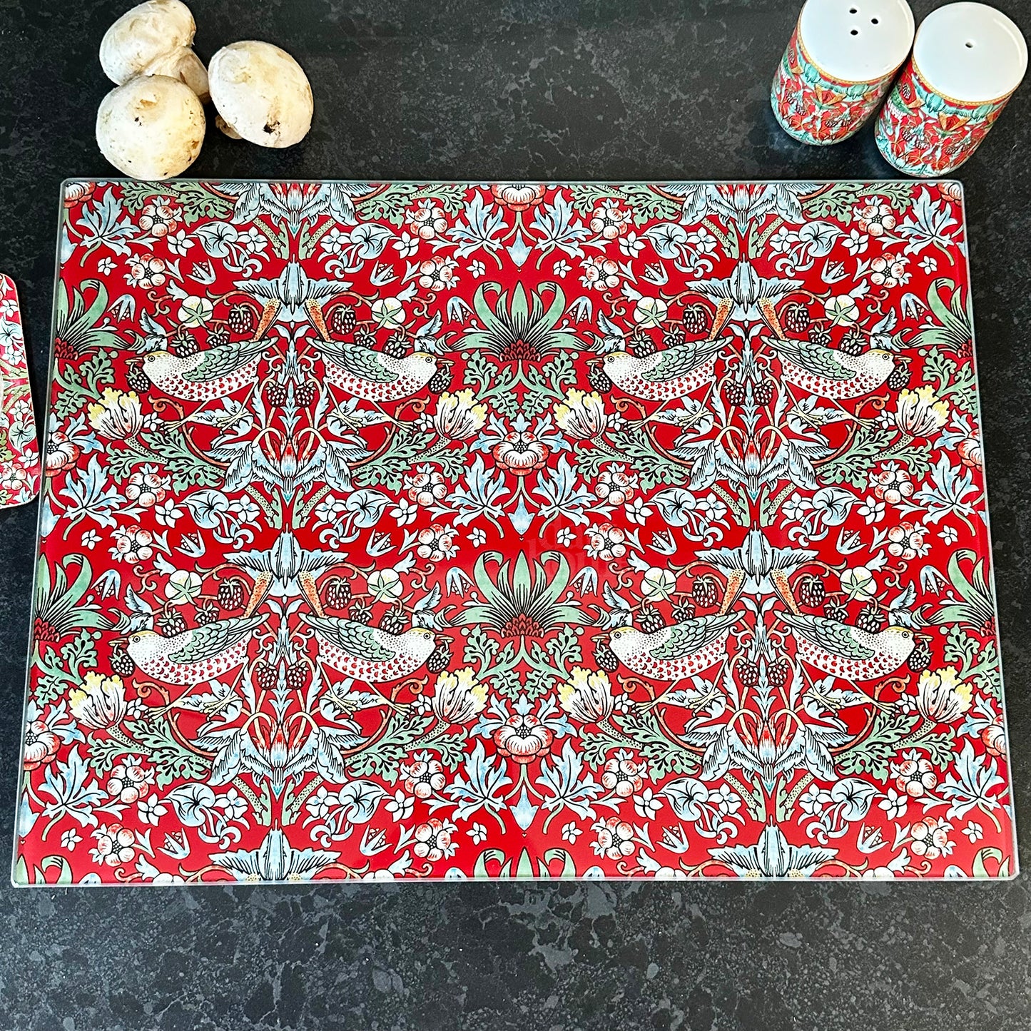 William Morris Strawberry Thief Glass Chopping Board