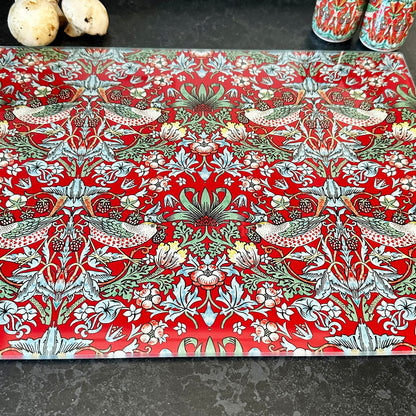 William Morris Strawberry Thief Glass Chopping Board