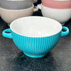 Ribbed Stoneware Soup Bowls With Handles Set Of 6