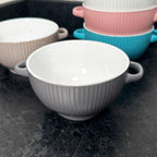 Ribbed Stoneware Soup Bowls With Handles Set Of 6