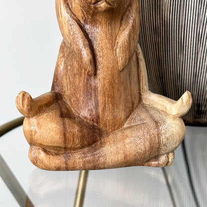 Wood Lotus Pose Yoga Bunny Sculpture
