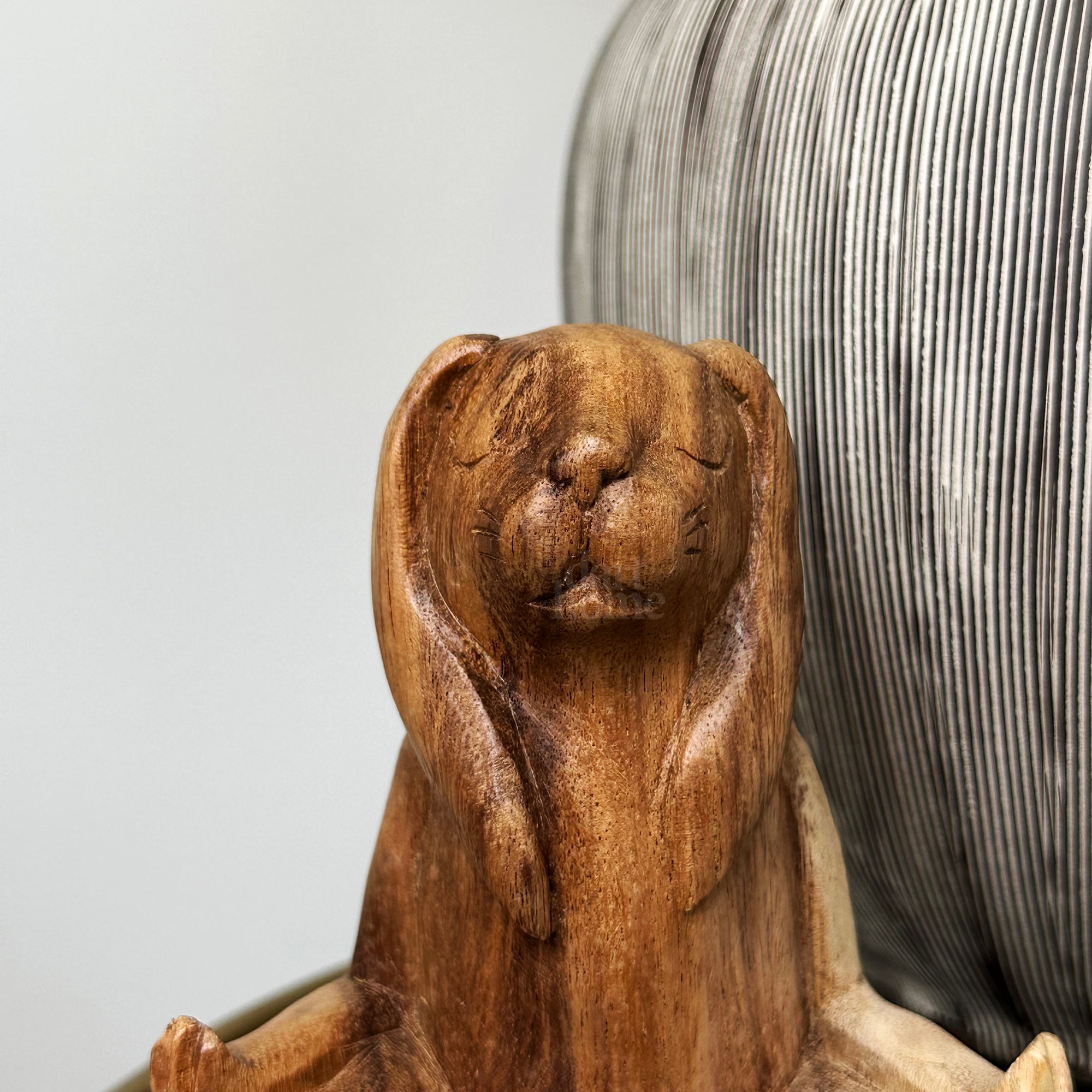 Wood Lotus Pose Yoga Bunny Sculpture