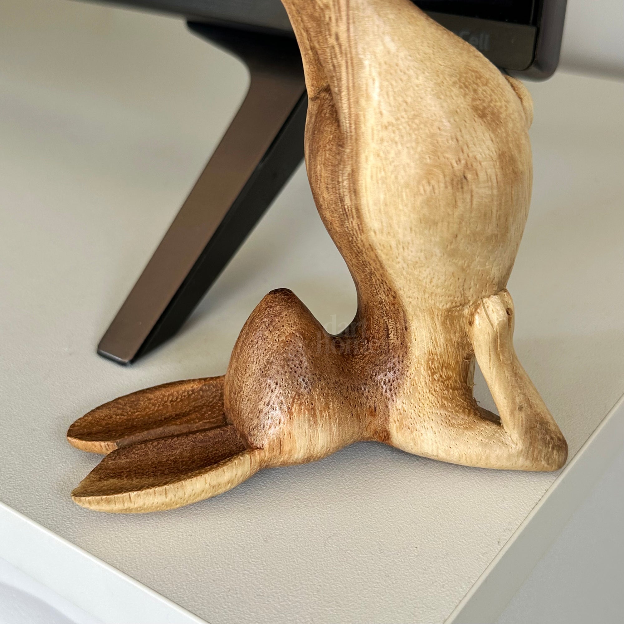 Wood Shoulder Stand Yoga Bunny Sculpture