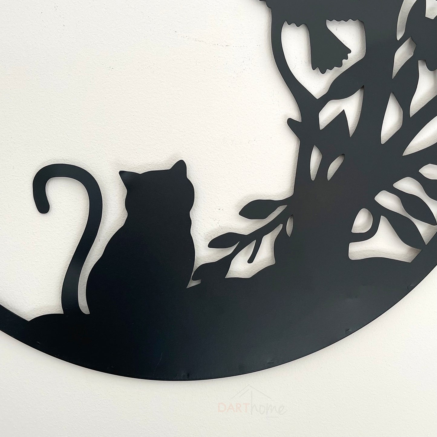 Black Silhouette Cat In The Bushes Garden Wall Art