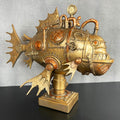 Gold Steampunk Piranha Fish Ornament