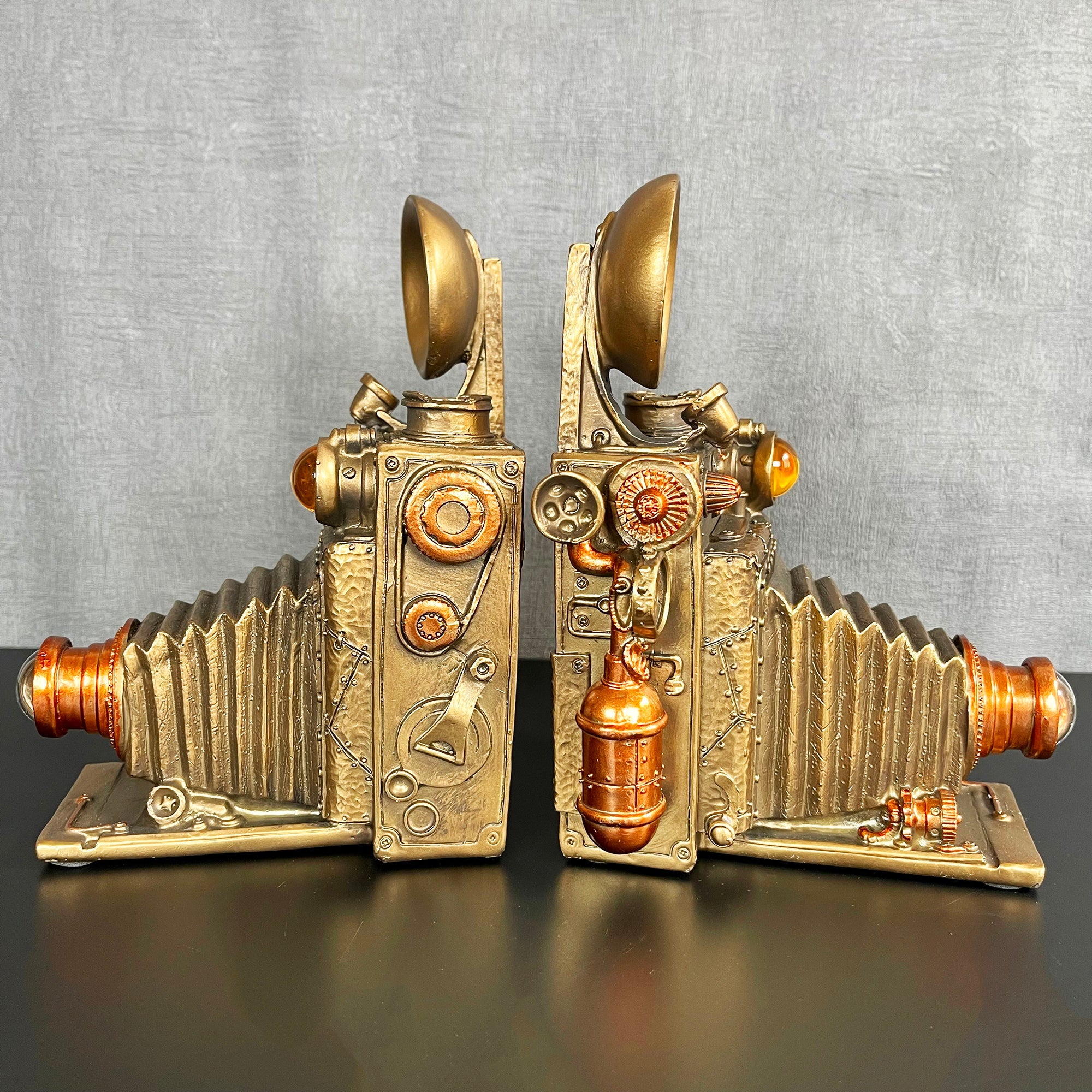 Camera Steampunk Bookends Set