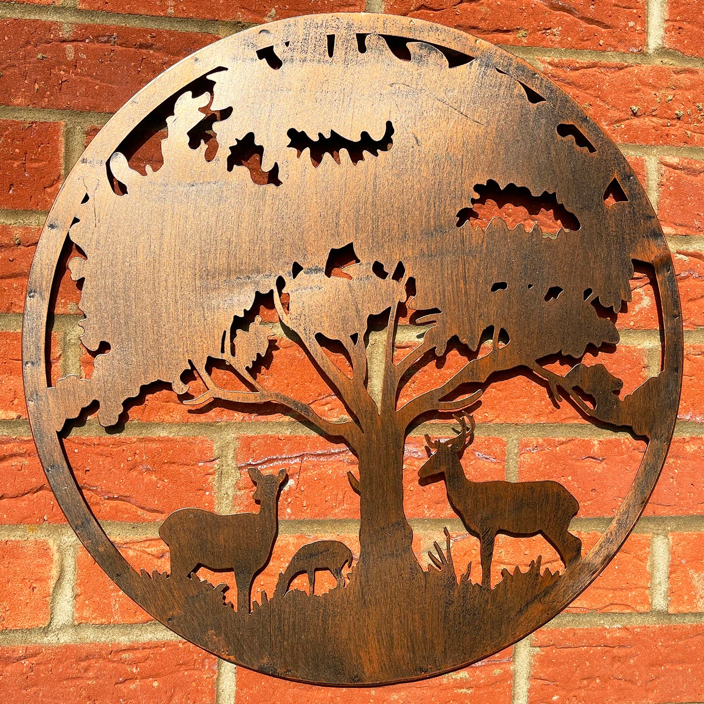 Bronzefarbene Wald-Hirsch-Familien-Garten-Wandkunst