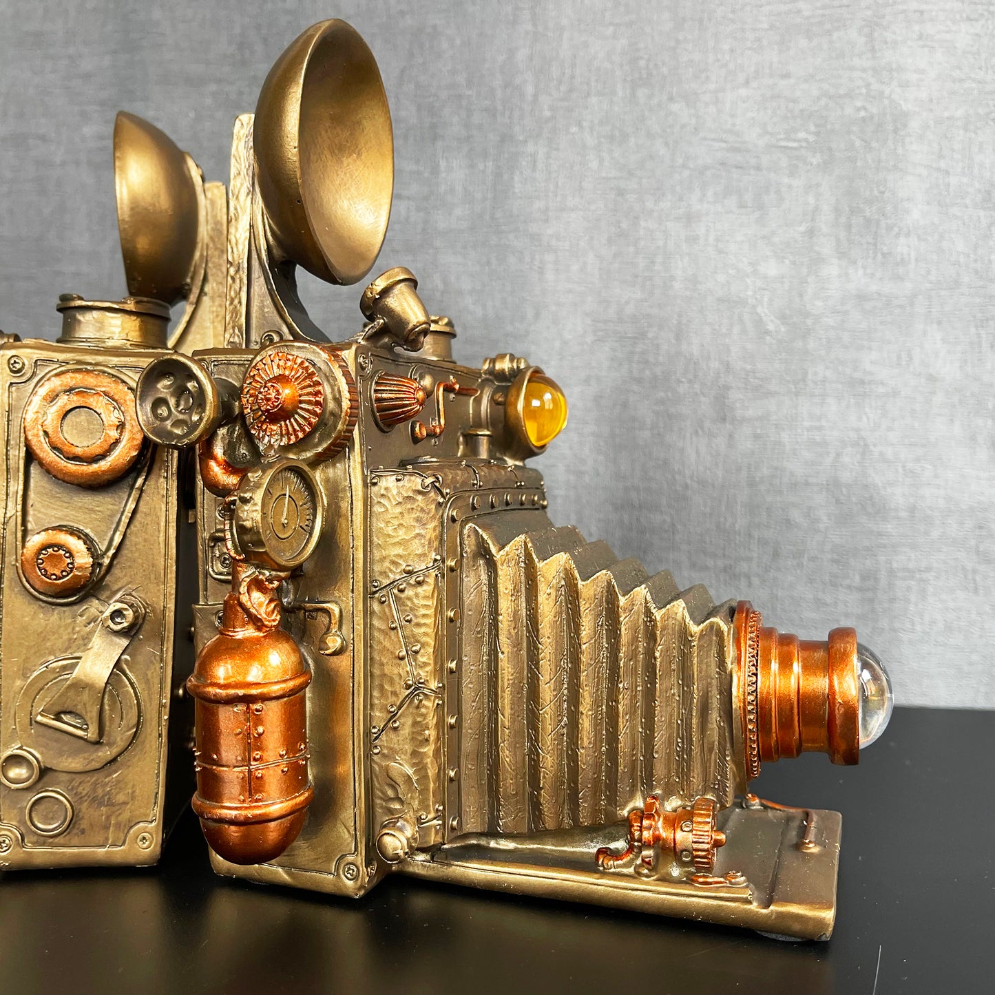 Kamera Steampunk Buchstützen Set