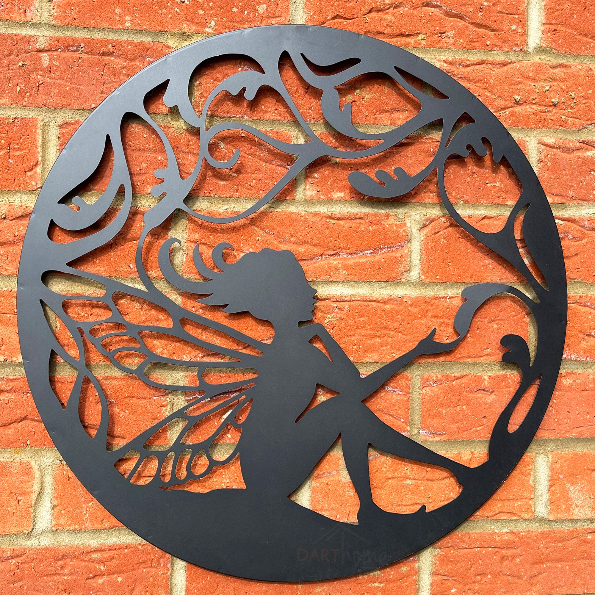 Black Sitting Fairy Silhouette Garden Wall Art