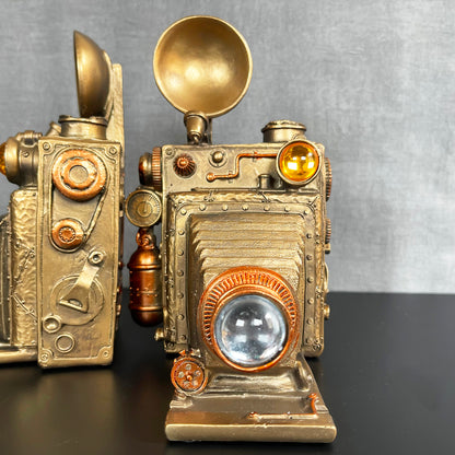 Camera Steampunk Bookends Set