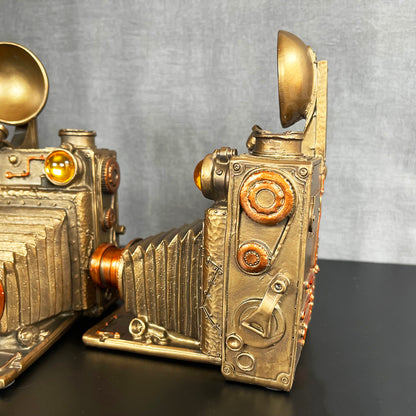 Camera Steampunk Bookends Set