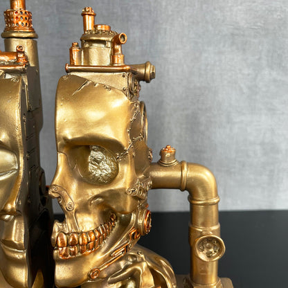 Steampunk Robot Head Bookends Set