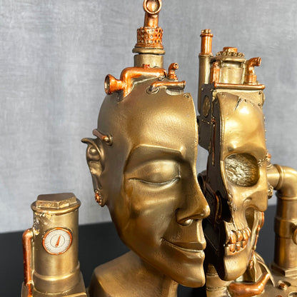 Steampunk Robot Head Bookends Set