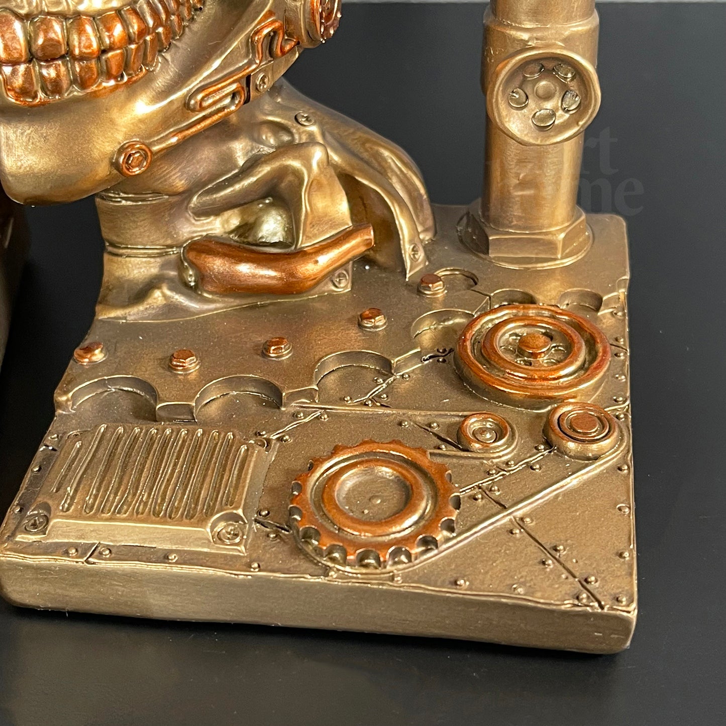 Steampunk-Buchstützen-Set mit Roboterkopf