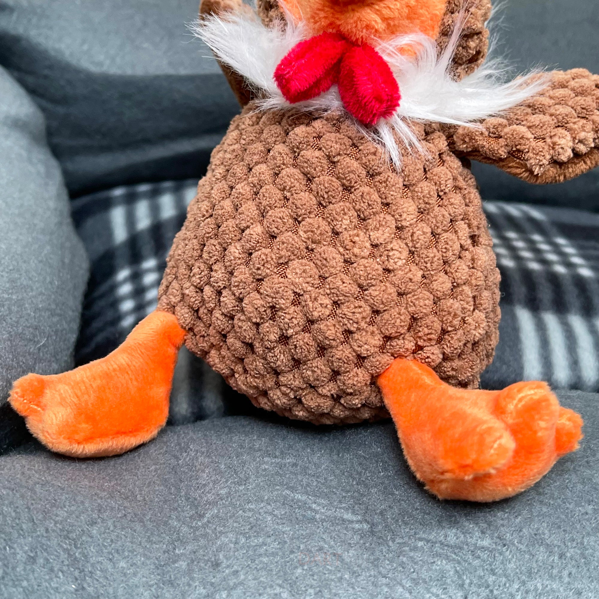 Weiches, braunes, quietschendes Huhn-Hundespielzeug