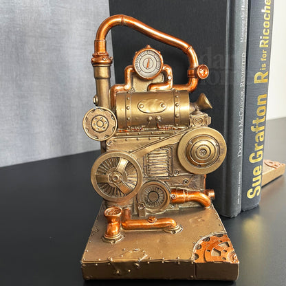 Gold Steampunk Bookends Set