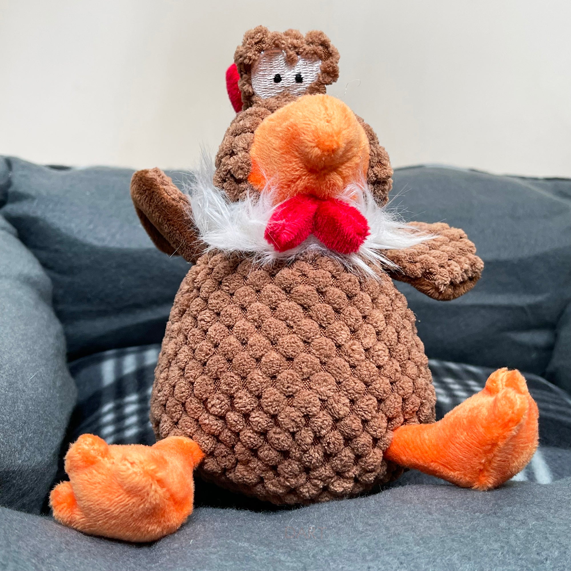 Weiches, braunes, quietschendes Huhn-Hundespielzeug