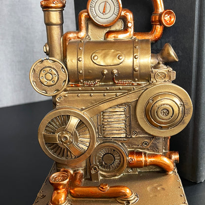 Gold Steampunk Bookends Set