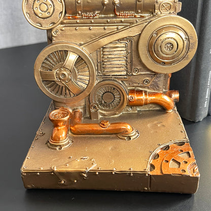 Gold Steampunk Bookends Set