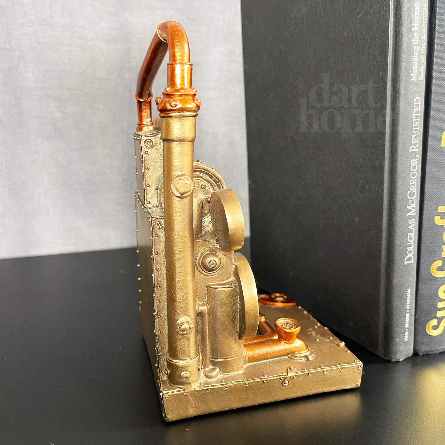 Gold Steampunk Bookends Set