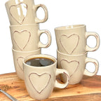 Set Of 6 Cream Love Heart Espresso Cups