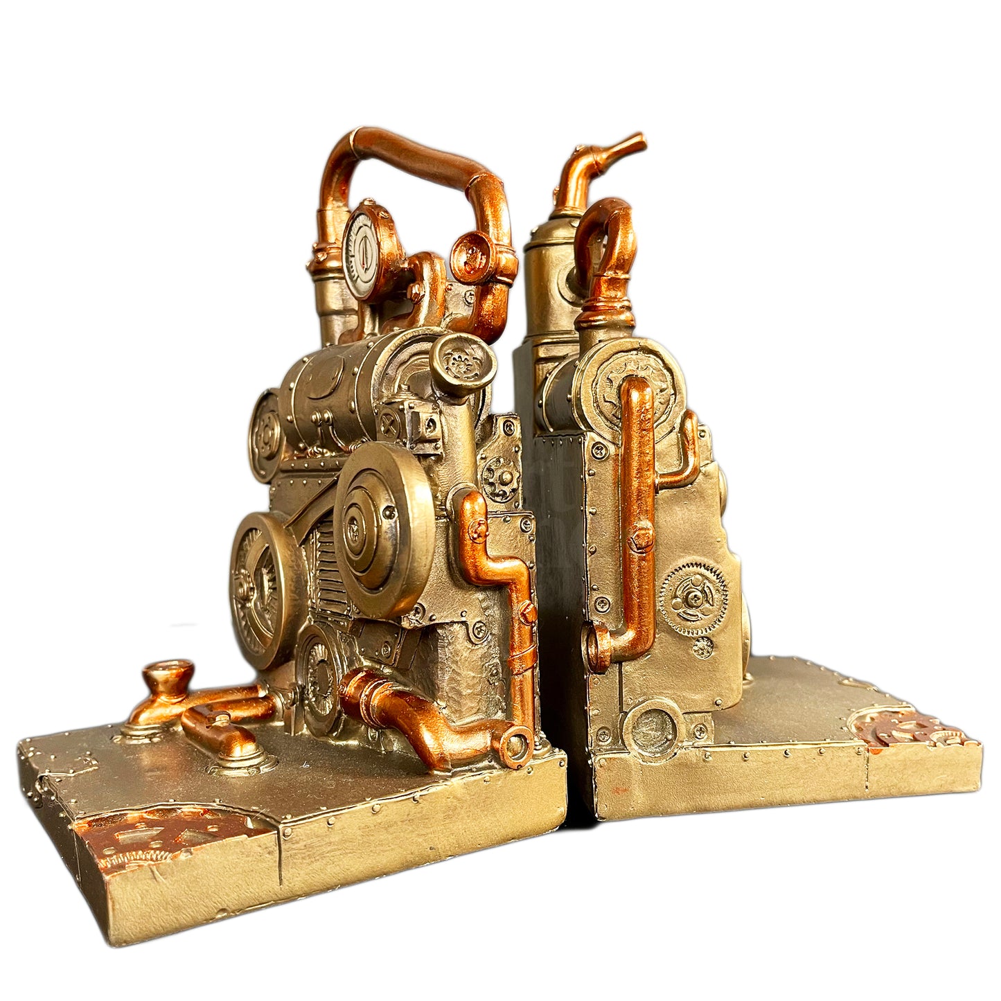 Gold Steampunk Bookends Set