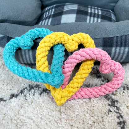 Entwined Rope Love Hearts Dog Chew Toy