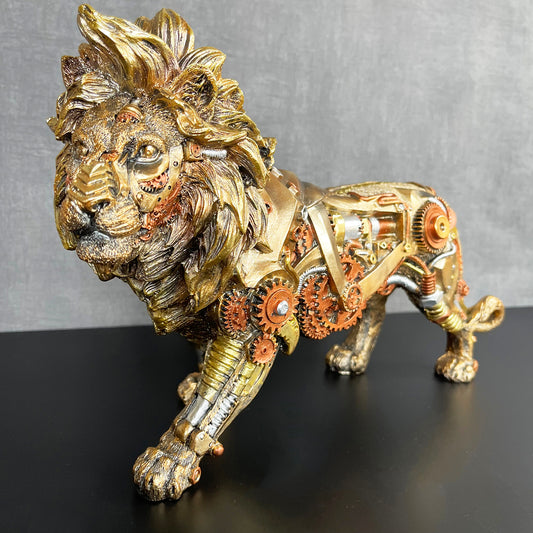 Gold Steampunk Lion Ornament 32x20x10cm