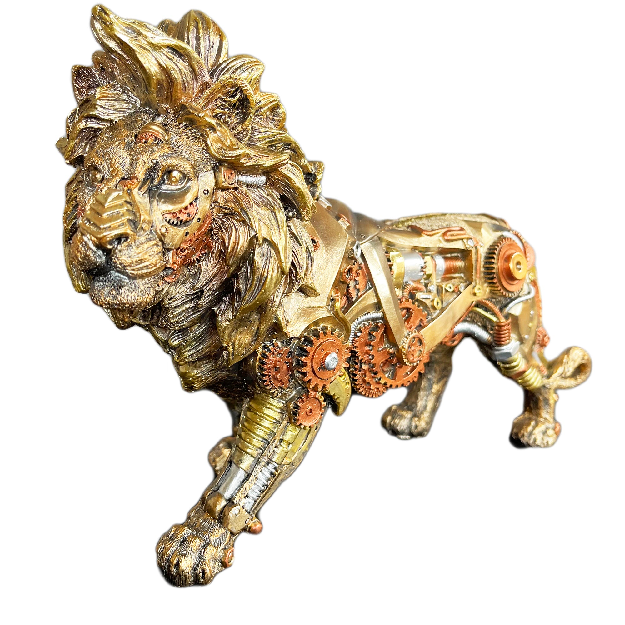 Gold Steampunk Lion Ornament 32x20x10cm